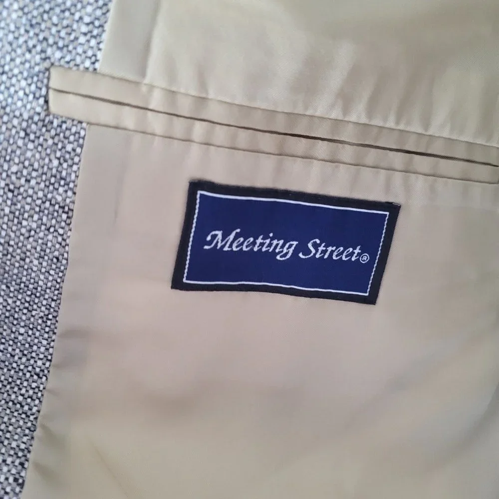 Meeting Street Blazer‎ Mens 46R SilkTweed 2-Button Lined Preppy Sport Coat